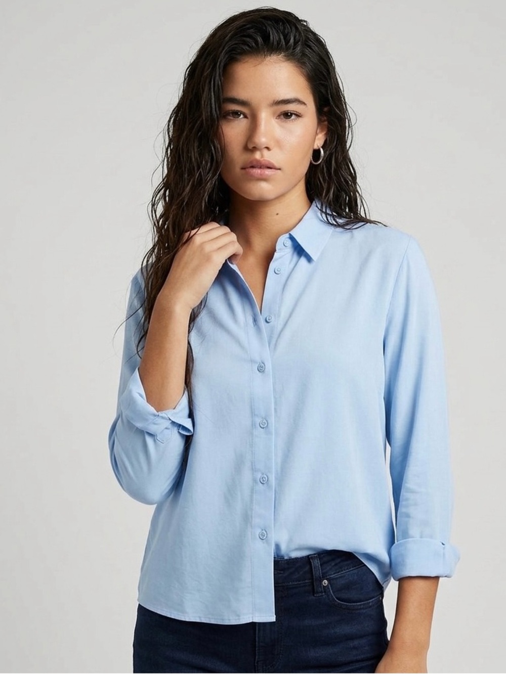 Jacqueline de Yong Light Blue Women's Button-Up Shirt